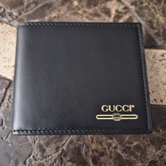 GUCCI Black Leather Mens Bifold Wallet (GGMW2025) New - Picture 2 of 4